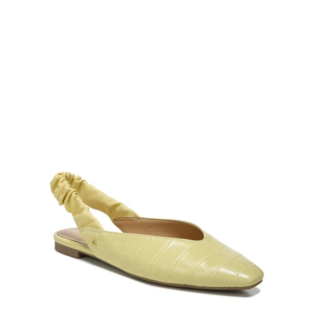 NWT CIRCUS NY Womens Yellow Croc Scrunched Slingback Omina Slip On Flats 5.5